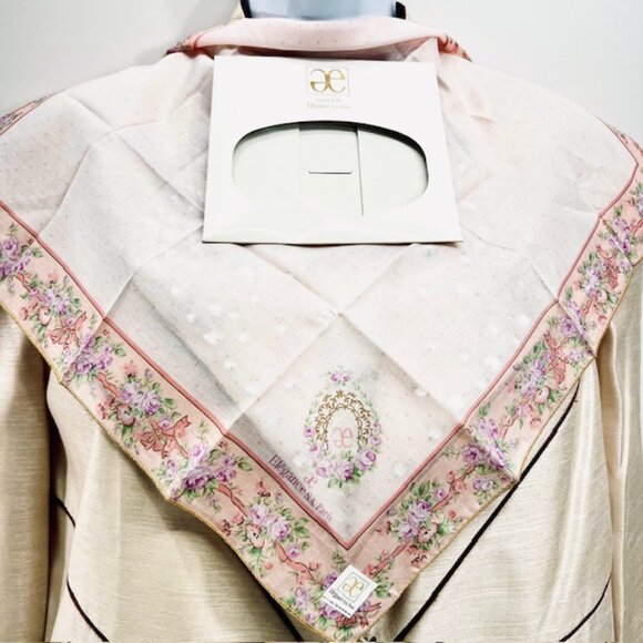 (EE) Elegance S. A Paris Accessories - New W/ Box ee Elegance S. A  Paris Handkerchief 19" Cotton light pinkFlora  (21